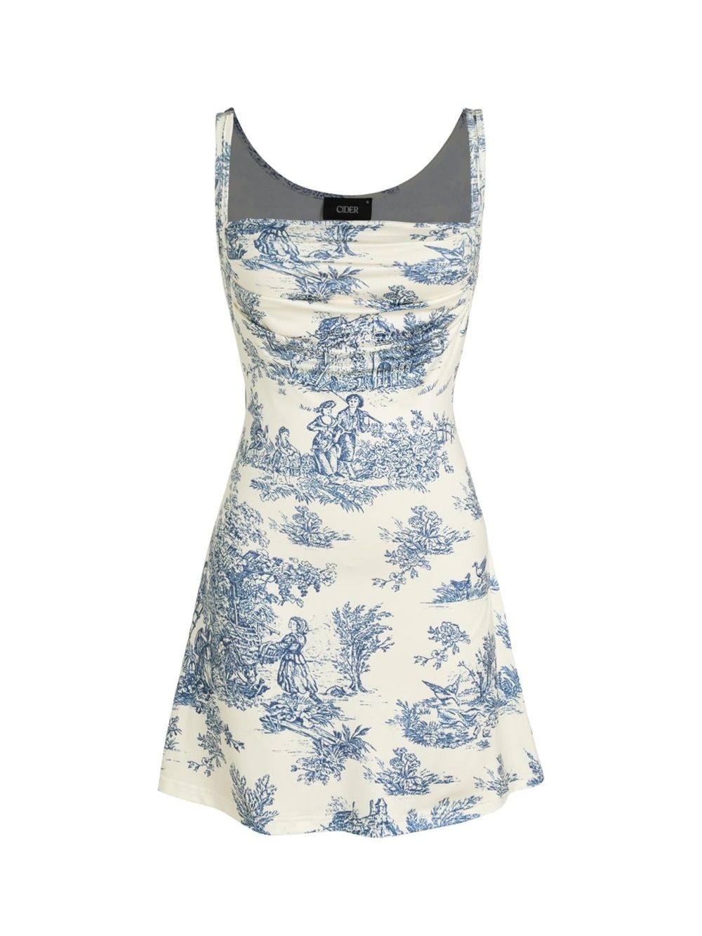 CIDER Women A-Line Mini Dresses Square Neck Ruched Floral Fit and Medium